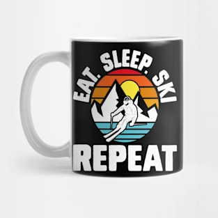 Eat Sleep Ski Repeat T Shirt For Women Men T-Shirt Mug